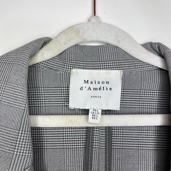 Maison d’Amelie Blazer Plaid Preppy Trending Pocket Open Jacket Women’s Sz L - Picture 8 of 9